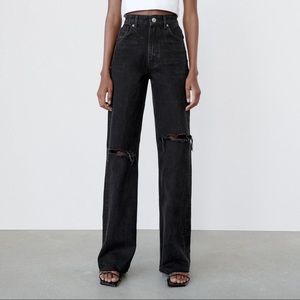 Zara ripped wide leg jeans